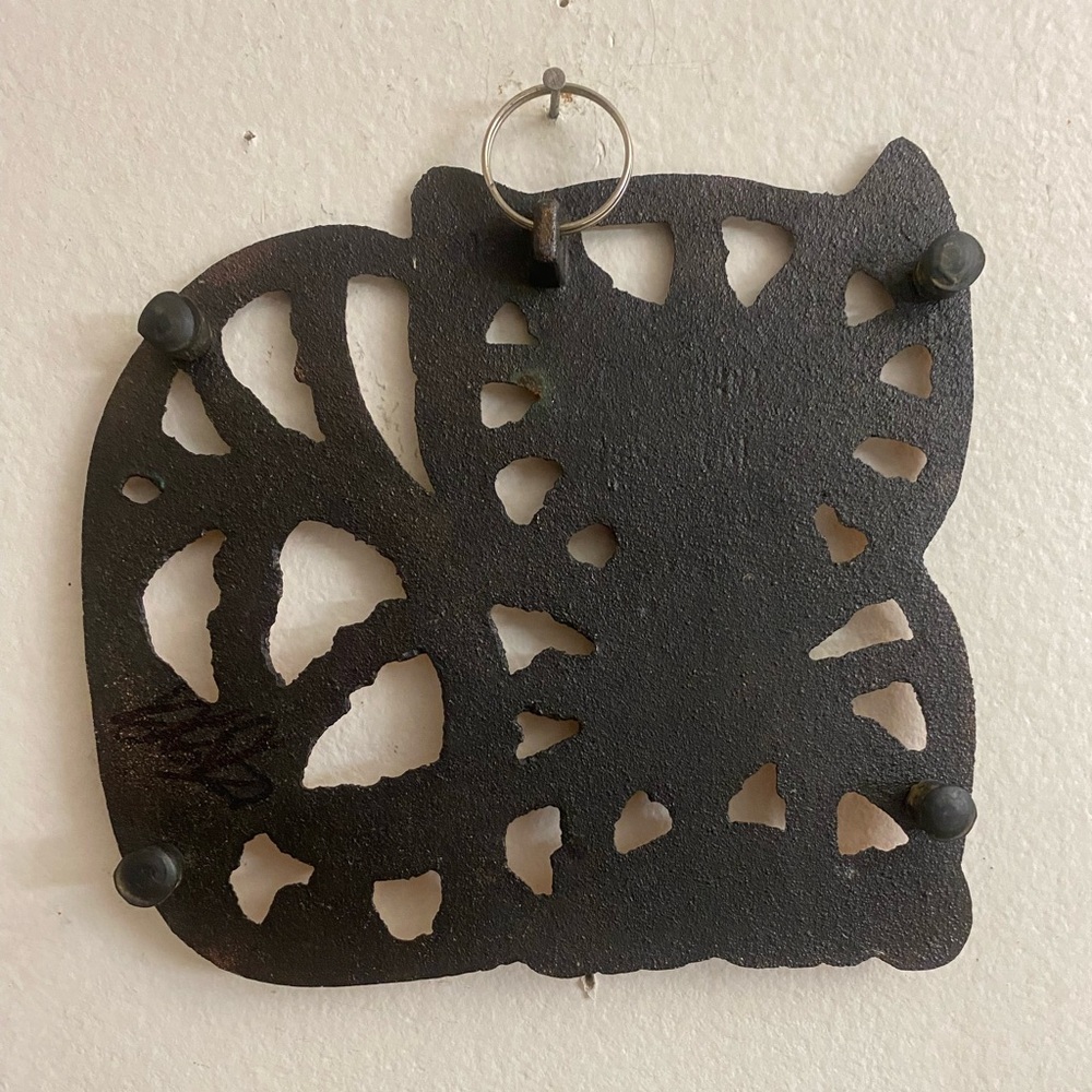 Cat Trivet Copper Clad Cast Iron Wall Hanging Garfield 7" Kitten Vintage 1996 - Picture 8 of 11